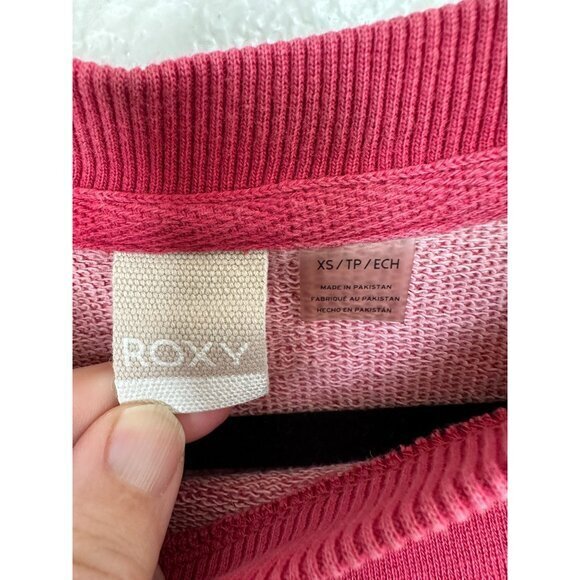 Roxy Womens Pink Sweatshirt XS long sleeve short round neck lightweight - Picture 4 of 7
